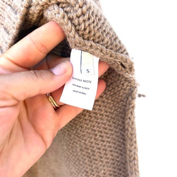 Shaina Mote Baby Alpaca Knit Oversized Slouchy Turtleneck Sweater Tan Small - Picture 5 of 8